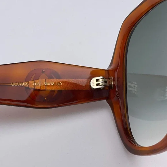 🔥 GUCCI LOGO GG0796S 003 Sunglasses Havana Gray Gradient Geometric Women